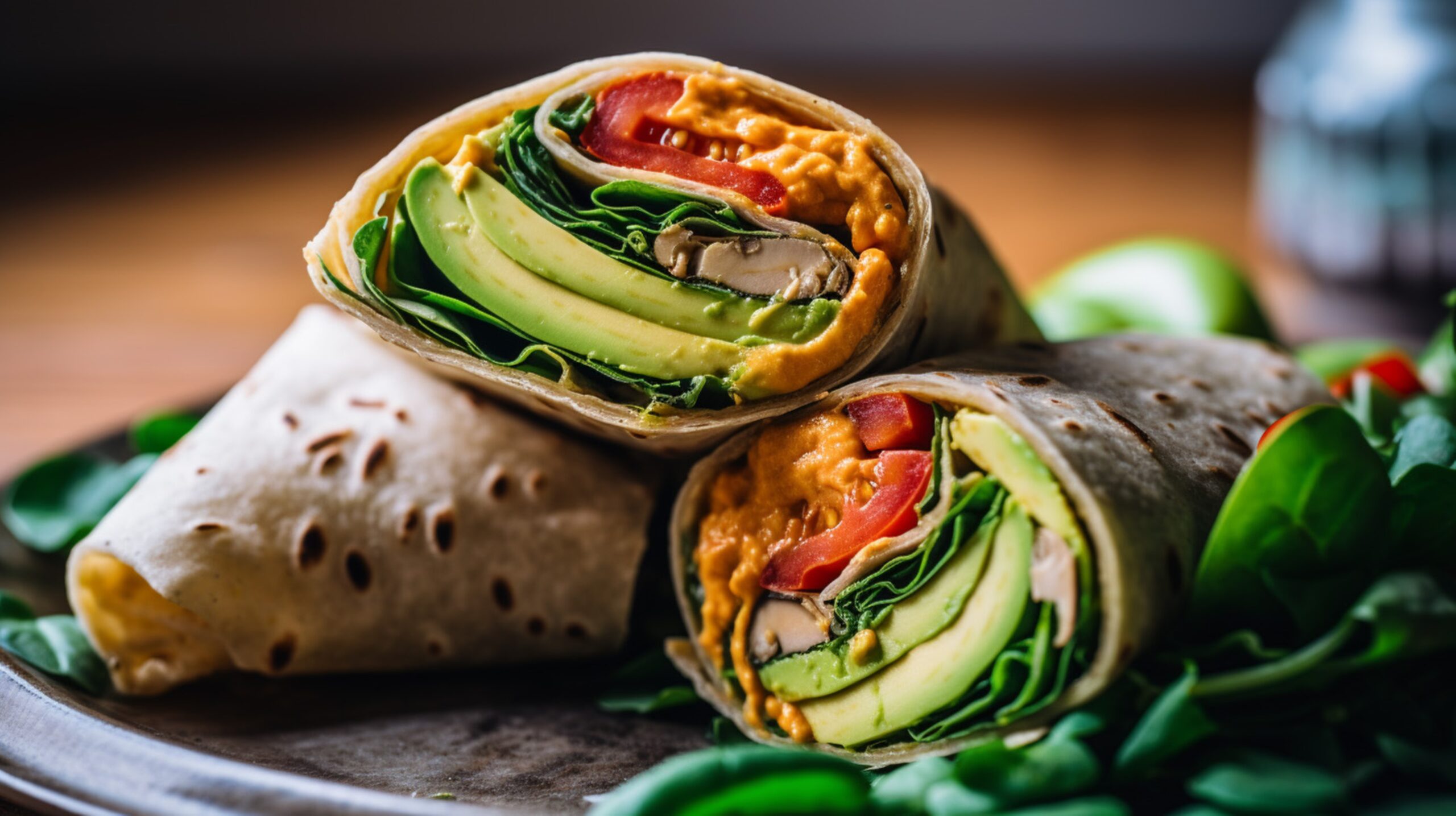 Chickpeas Wrap With Avocado and Vegetables