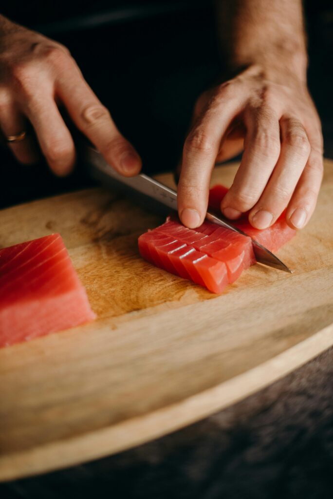 Slicing Sushi Grade Tuna