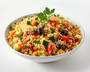 Medeteranian Couscous Bowl with Vegetables and Herbs