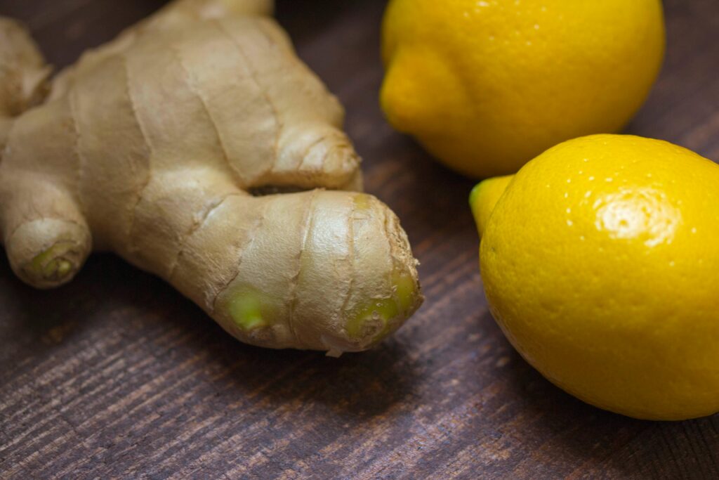 Fresh Ginger and lemon for ginger soy sauce