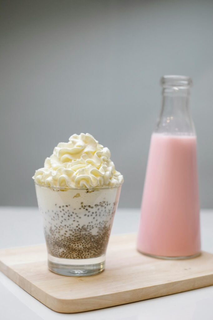 pudding glass served on marble slab