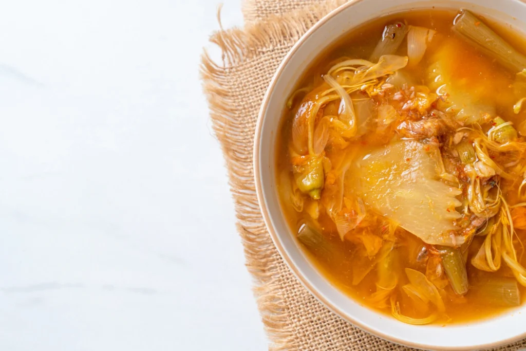 Bowl of Cabbage and Mixed Vegetable Sour Soup