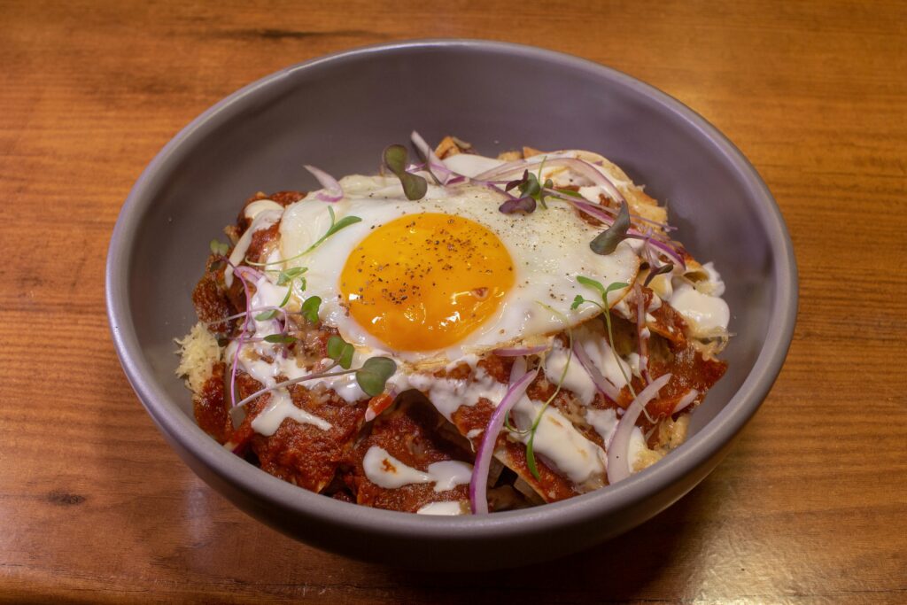 mexican chilaquiles in a bowl