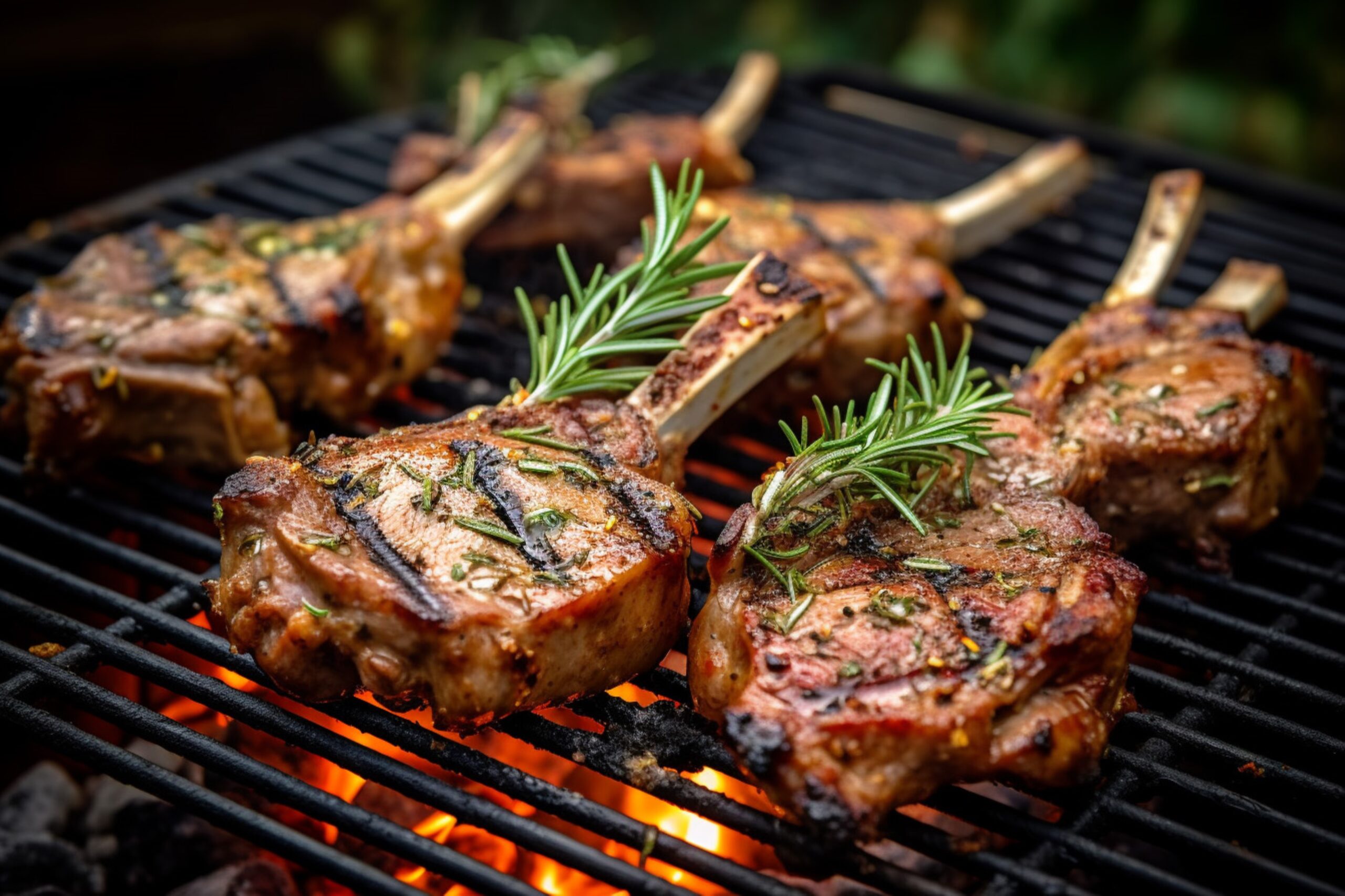 lamb chops marinated in garlic and rosema