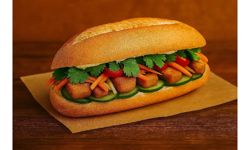 this is a picture will be posted in a post under the following title: Vietnamese Banh Mi Sandwich: A Step-by-Step Guide to the Best Street Food. give alt text, title, caption and description